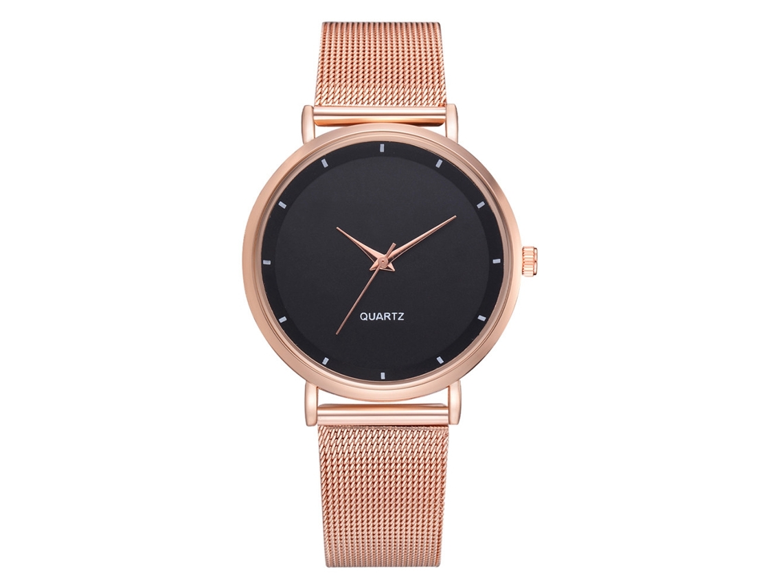 Relógio de Pulso Feminino Fashion com Pulseira de Malha e Movimento Quartzo Branco