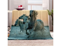 Manta de Flanela Fansu Estampa 3d Cavalos Colcha Inverno Macia e Fofa Microfibra para Sofá Adequada Adultos Cr