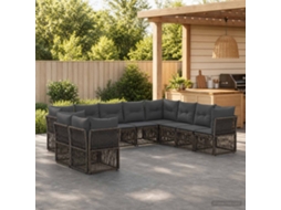 Vidaxl Conjunto De Sofá De Jardim 10 Pcs Cinzento Vime Pe
