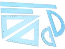 Conjunto De 6 Réguas Desenho Plástico Azul Para Medição