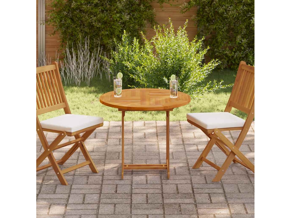 Vidaxl Tampo De Mesa Redondo 2,5 Cm 80 Cm Madeira De Teca Maciça