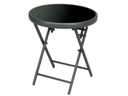 Mesa de centro dobrável com tampo de vidro e estrutura de aço Ø 45x50cm preta BTFORUS
