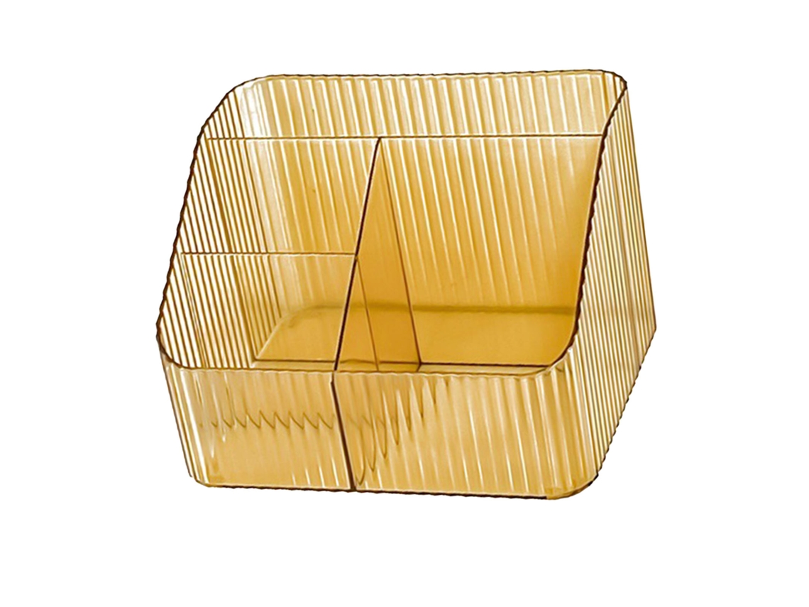 Caixa de Armazenamento Trapézio S/MARCA para maquiagem 4 grades plástico PP organizador de cosméticos laranja