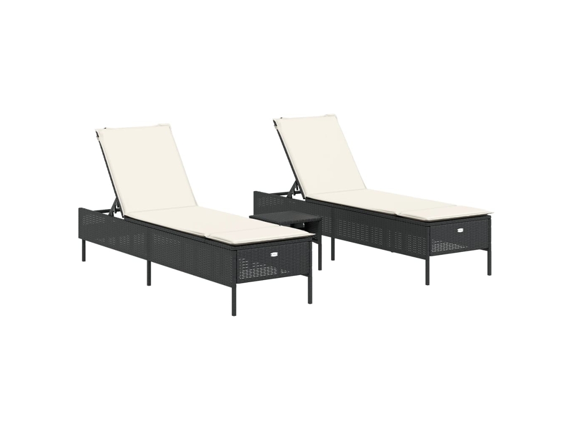 Sun Lounger Set, Sun Lounger Sets Vidaxl Preto Rattan / Vime (n/a)