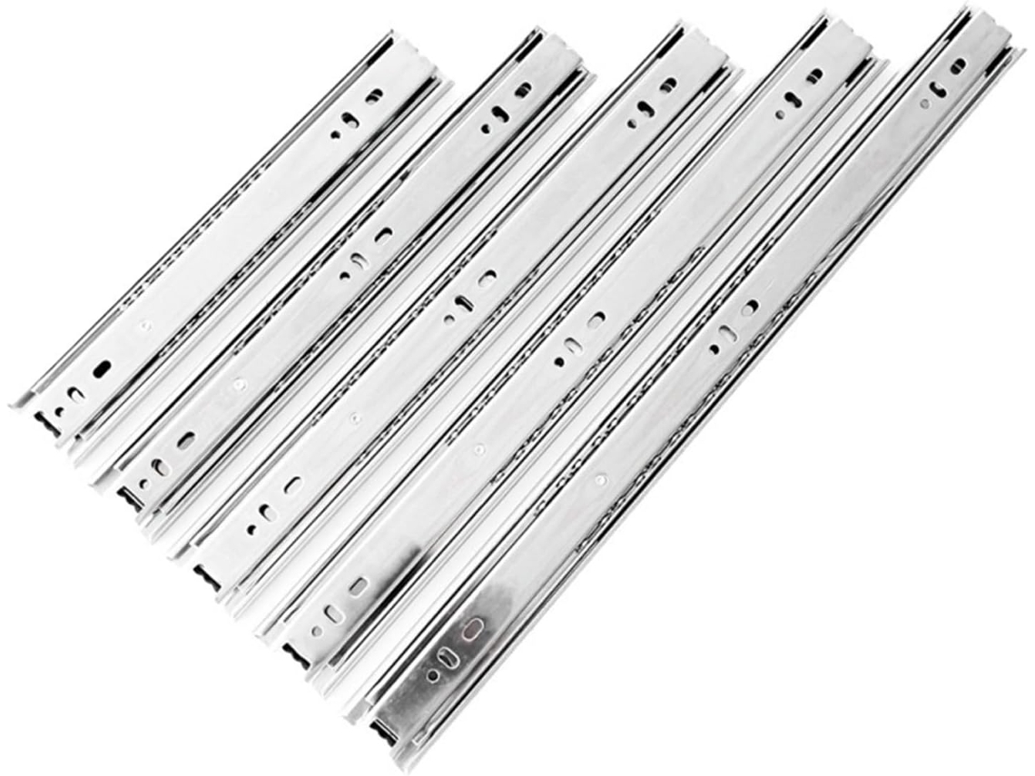 1 Peça Corrediça Telescópica Para Gaveta Com Rolamento De Esferas Oculto 45mm, Em Chapa De Aço Galvanizado, Com 3 Seções