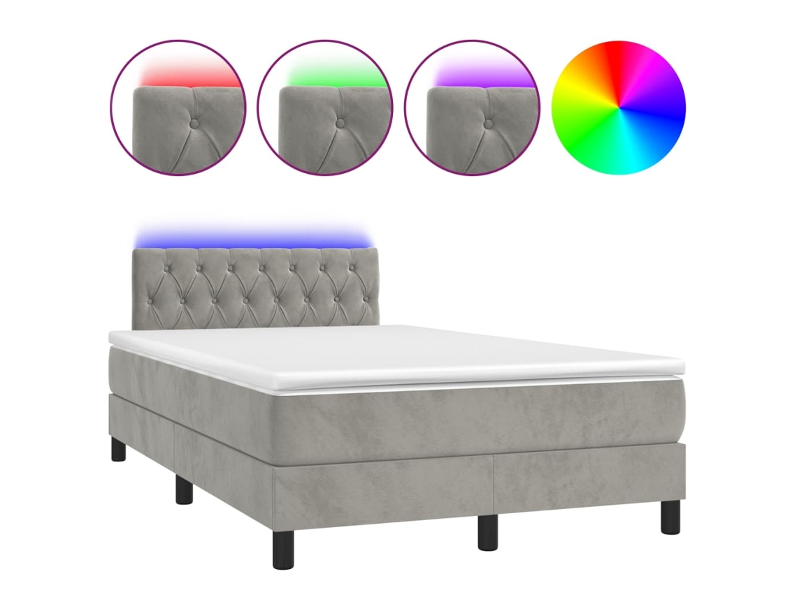 Box Spring Bed, Box Spring Beds Vidaxl Cinzeto Veludo (120 X 200 Cm)