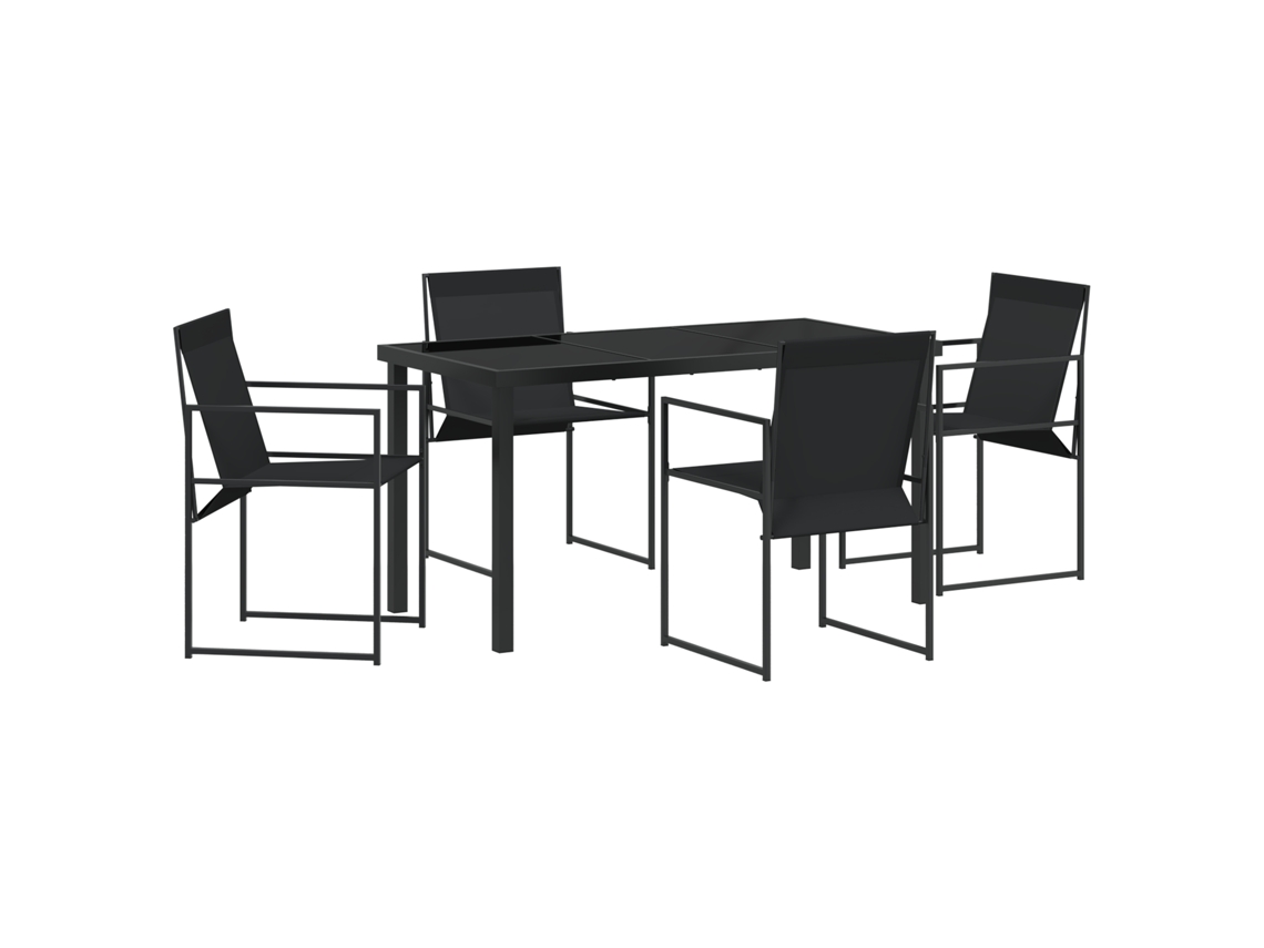 Conjunto 5 Conjunto De Jantar Para Jardim Vidaxl Preto Textilene (140 X 70 X 73 Cm)