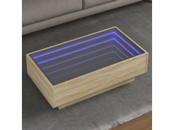 Vidaxl Mesa De Centro C/ Leds 90x50x30 Cm Derivados De Madeira
