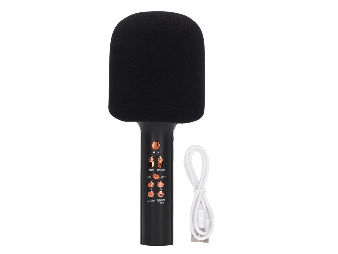 Ats micrófono Inalámbrico Cute Profesional de Alto Volumen Portátil de Mano para Hogar Negro
