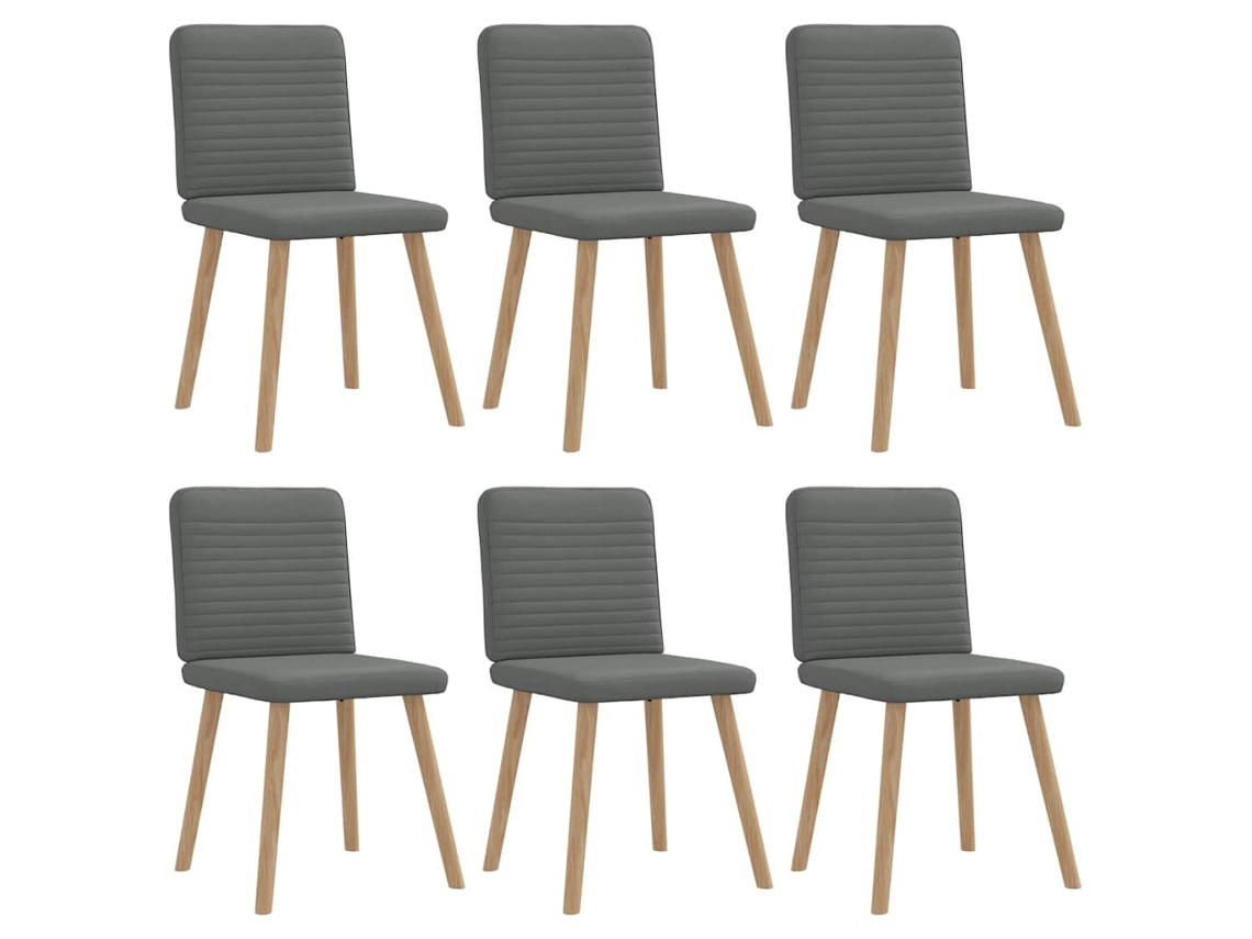 Vidaxl Cadeiras De Jantar 6 Pcs Tecido Cinzento-escuro