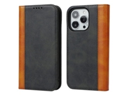 Capa Quedas Amarelo Para Iphone 15 Pro Max Pele Sintética Preto