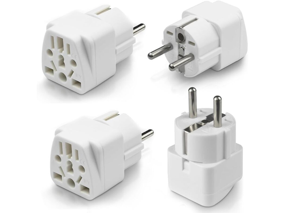 Adaptador de Viagem Universal Compatível com o Padrão Redondo Europeu AQUAFORGE (4 Peças)