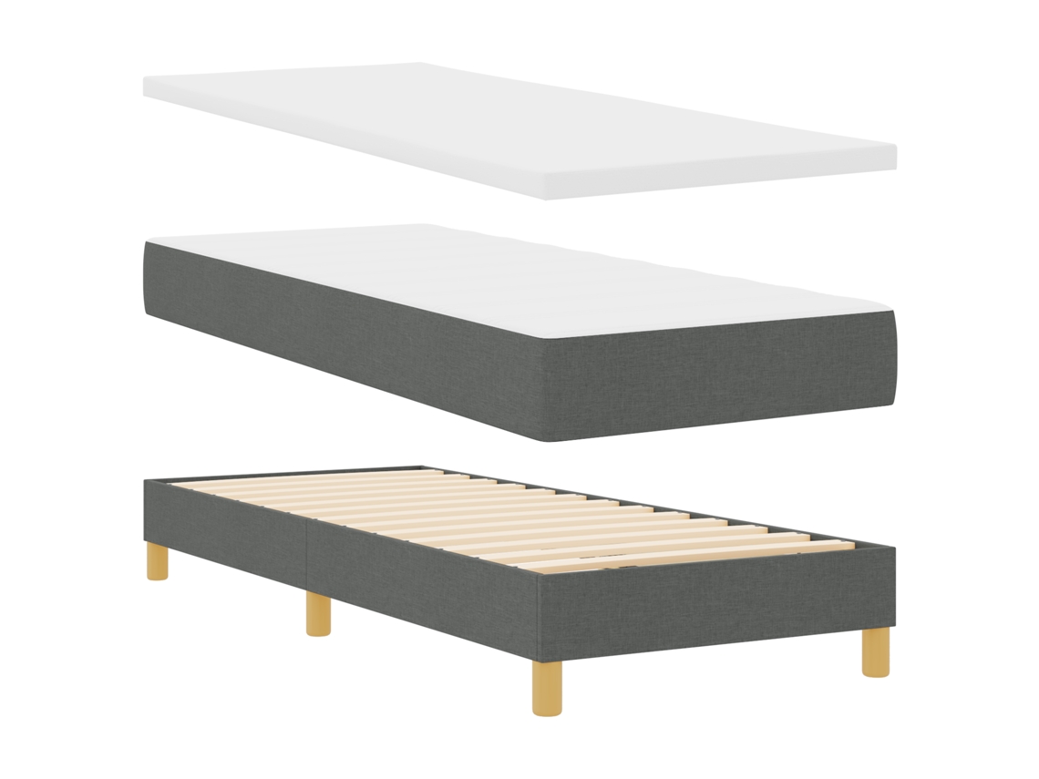 Conjunto 1 Cama Box Vidaxl Cinzento Tecido (200 X 80 Cm)