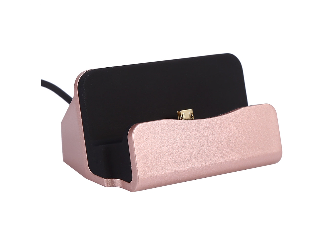 Suporte de telefone com interface micro de carregamento dourada