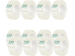 12 rolos de fita adesiva transparente para dispensadores, fáceis de destacar com a mão, ideais para embalar materiais.