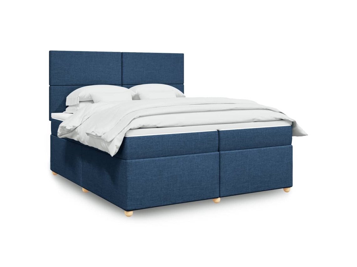 Vidaxl Cama Com Molas/colchão 200x200 Cm Tecido Azul