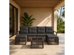 Vidaxl Conjunto De Sofá De Jardim 7 Pcs Cinzento Vime Pe