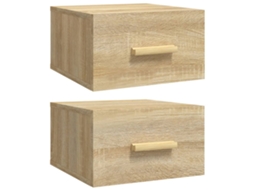 Wall-mounted Bedside Cabinet, Wall-mounted Bedside Cabinets Vidaxl Marrom Madeira Processada (n/a)