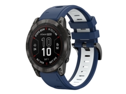 Bracelete Silicone Esportivo para Garmin Fenix 7x Pro XIAOMOYU (26mm) Azul meia noite e Branco