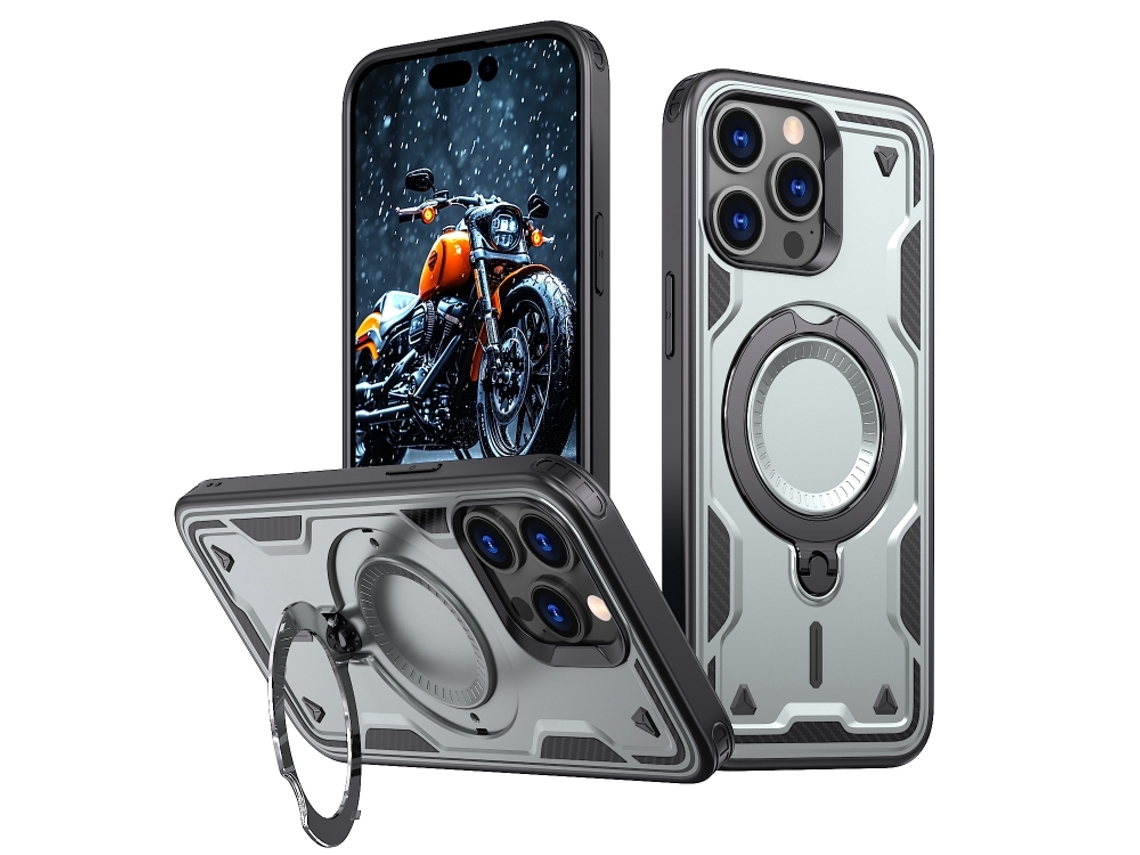 Capa Armor Híbrida Pc Tpu Para Iphone 14 Pro Max - Suporte De Anel Magsafe