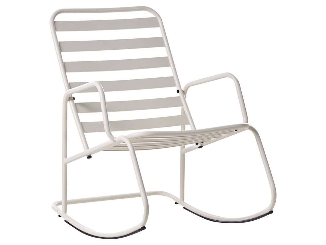 Poltrona De Baloiço Moderna Com Encosto Ripado Beliani Turi De Alumínio Branco 66x96x92