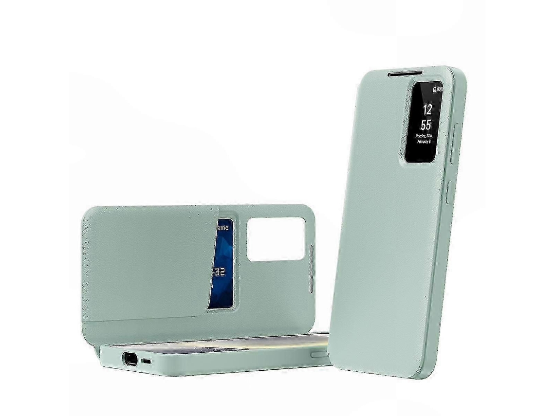 Capa De Couro Para Celular Com Janela Smart View E Compartimento Para Cartão.