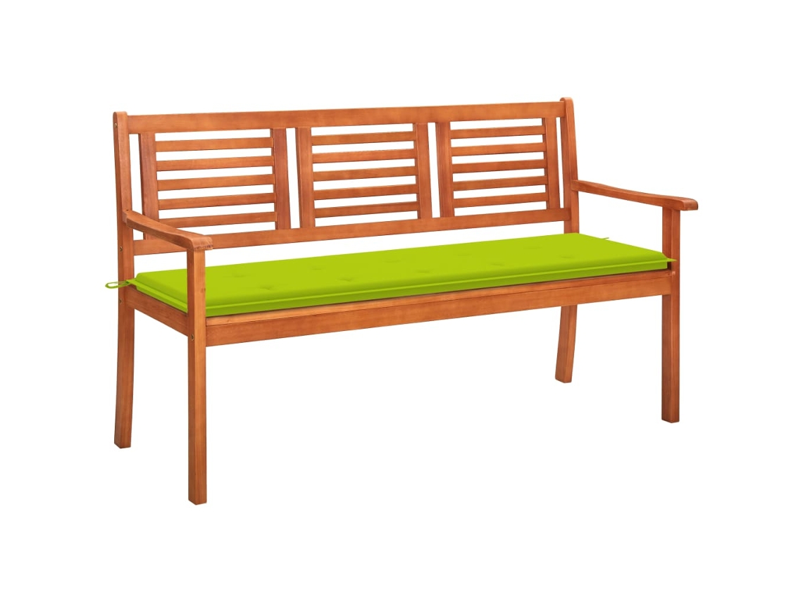 Vidaxl Banco De Jardim 3 Lugares C/ Almofadão 150 Cm Eucalipto Maciço