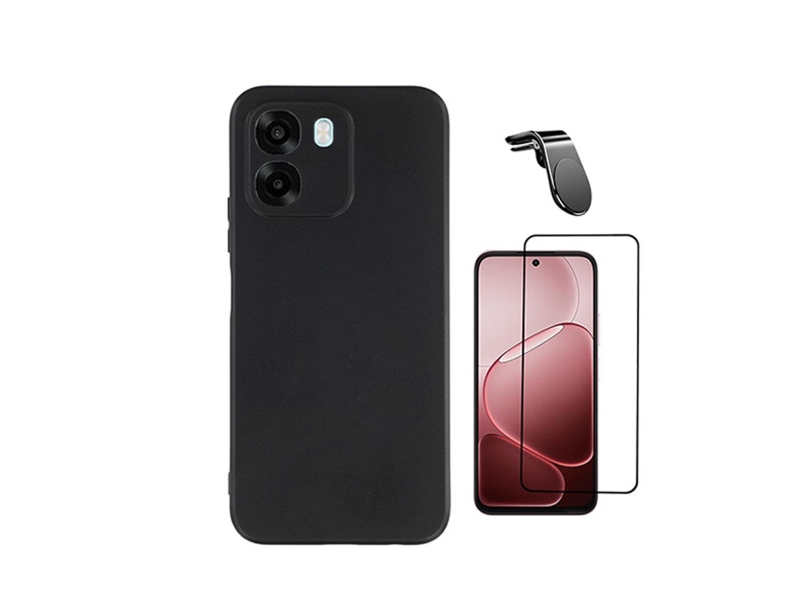 Kit Vidro Temperado Capa Silicone Líquido Suporte L Phonecare Para Oppo A6 - Preto