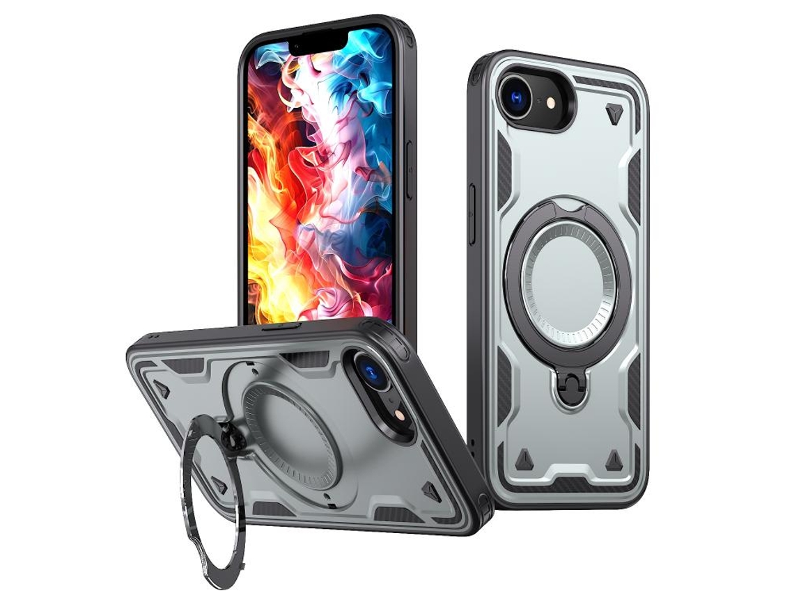 Capa Armor Híbrida Pc Tpu Para Iphone 17e - Suporte De Anel Magsafe
