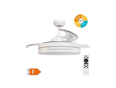 Ventilador De Teto Buccheri Com Luz Led Regulável E Controle Remoto Branco Niaros (36w 3cct 3547lm Com Pás Retráteis)