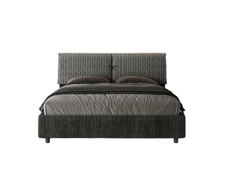 Cama de Casal Queen Size com Arrumação Estofada MadosITYHOME (160 x 210 cm - Paneles de Melamina y tejido)