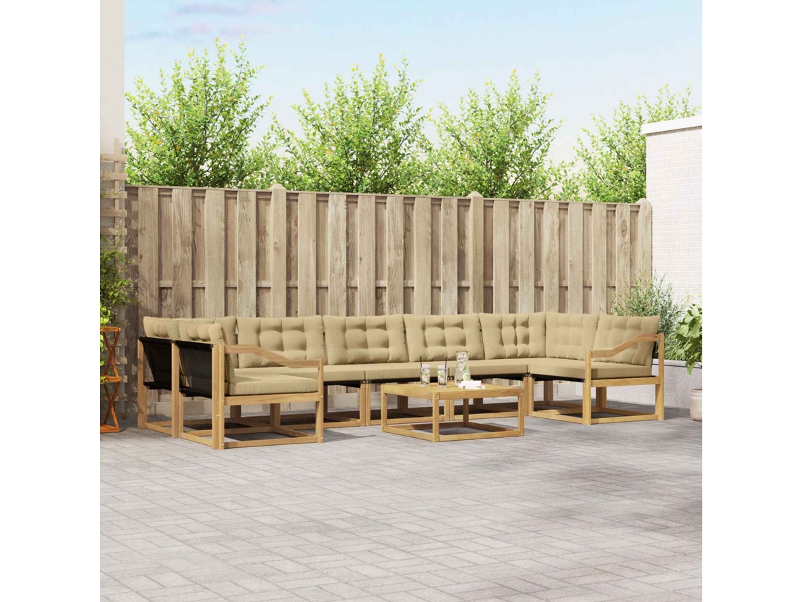 Vidaxl Conjunto De Sofás Para Exterior 8 Unid. Branco E Bege