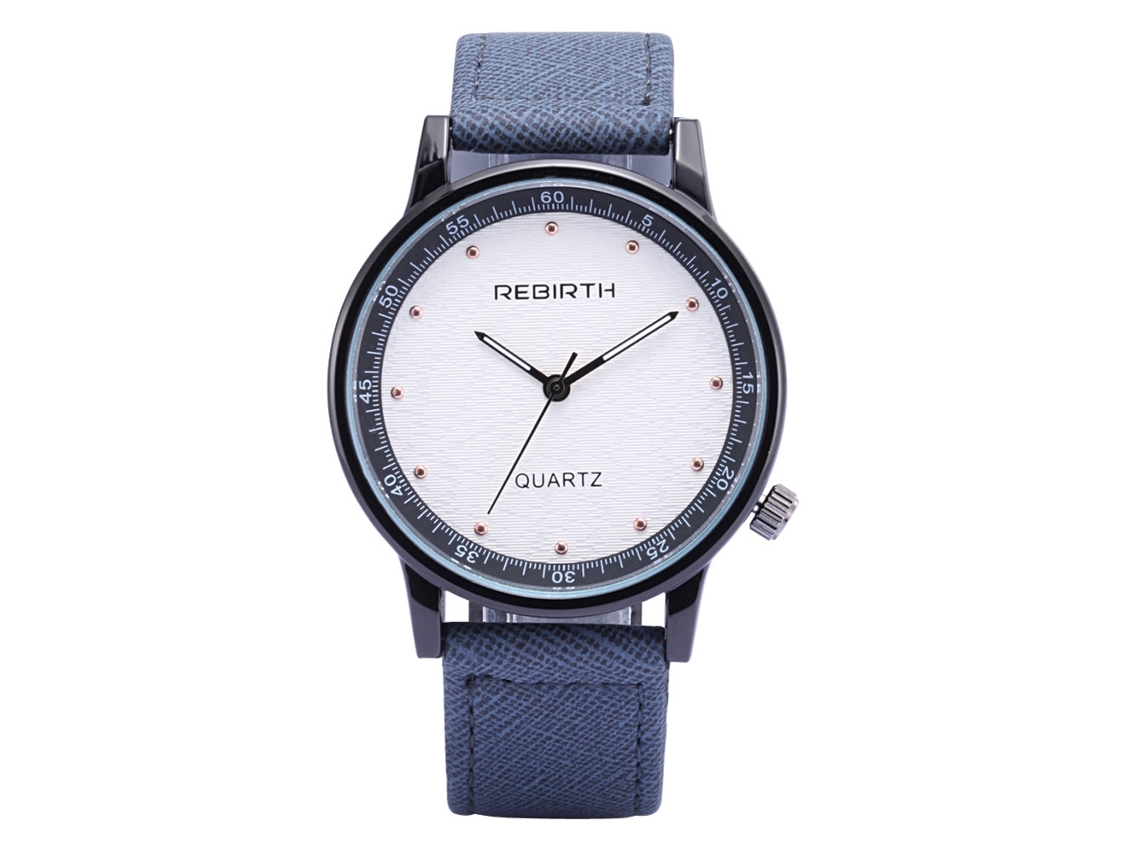 Relógio de Pulso Analógico Quartz com Mostrador Redondo e Pulseira Pu Ajustável Clássico Empresarial (azul)