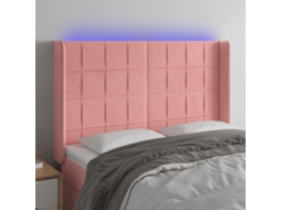 Vidaxl Cabeceira De Cama C/ Luzes Led Veludo 147x16x118/128 Cm Rosa