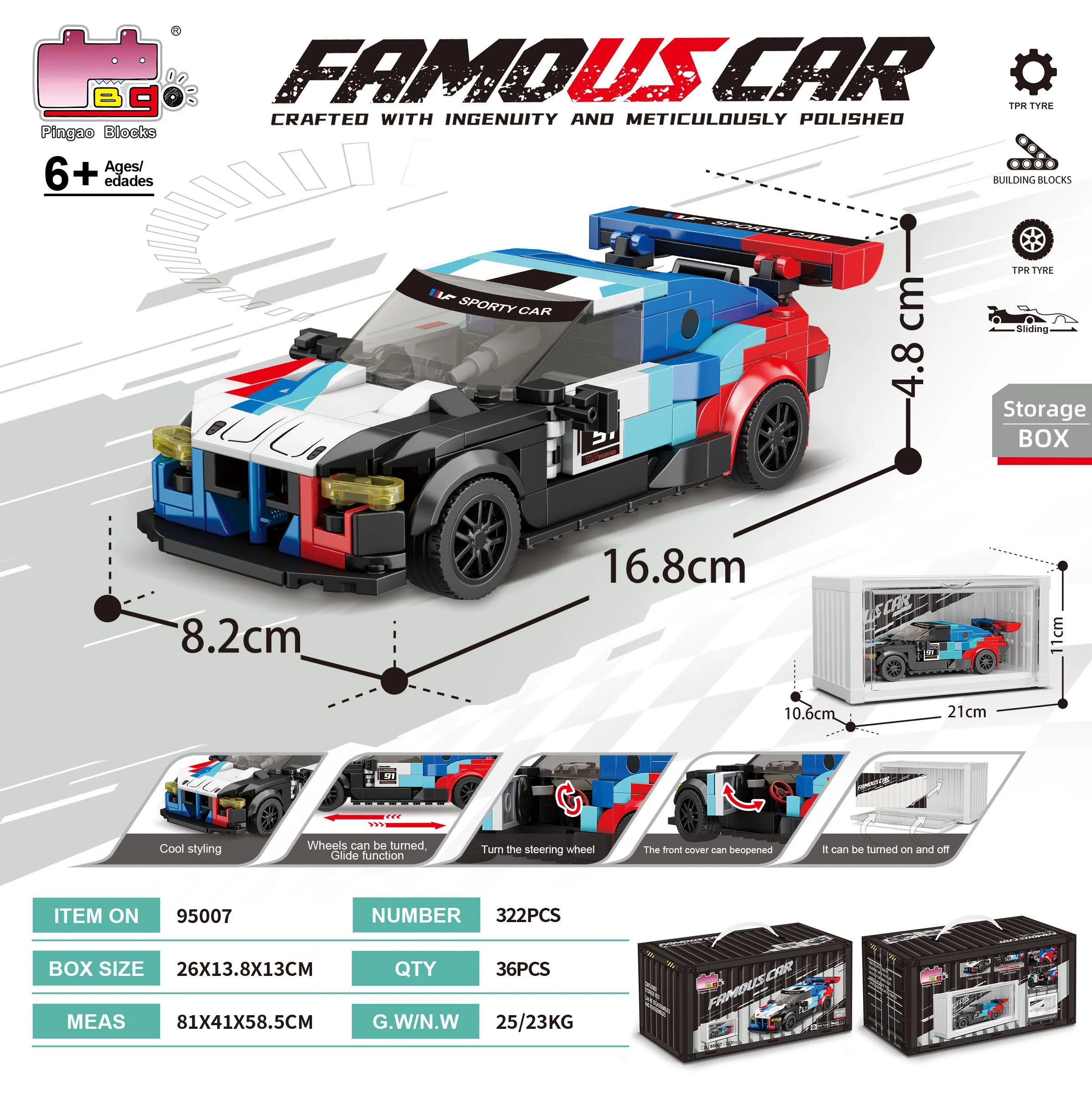 Modelo De Carro Esportivo City Famous Tech Com Caixa De Armazenamento E Blocos De Montagem De Supercarro.