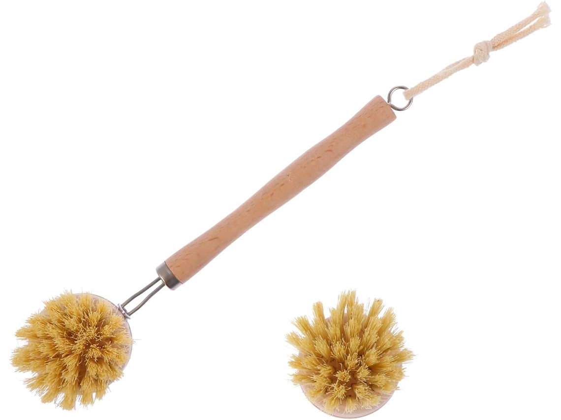 Conjunto De 2 Escovas Limpeza Madeira Com Cabos Longos E Cabeças Substituíveis Para O Corpo A Pele, Ideais Para