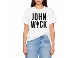 Rockinstone John Wick Silhouette Logo White Adult T-shirt Size:m