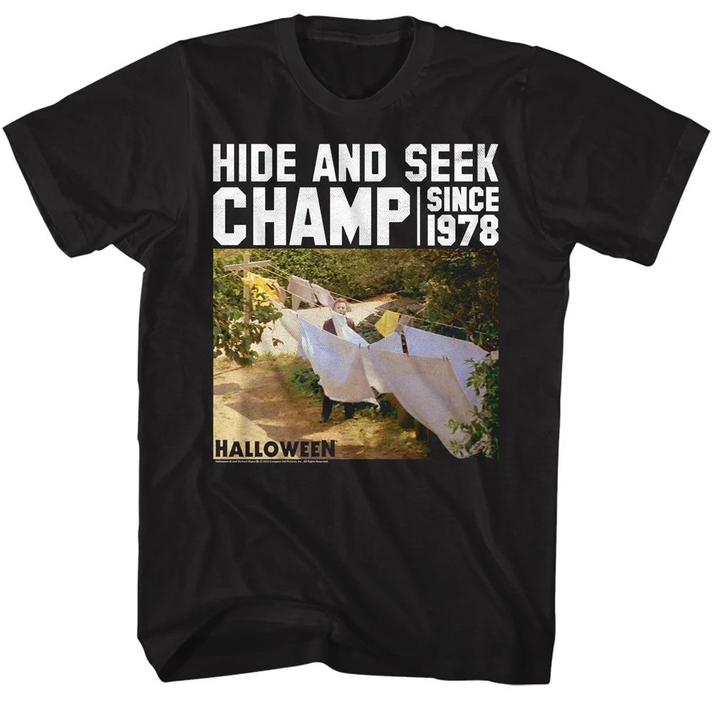 Rockinstone Halloween Movie Hide And Seek Black Adult T-shirt Size:xl