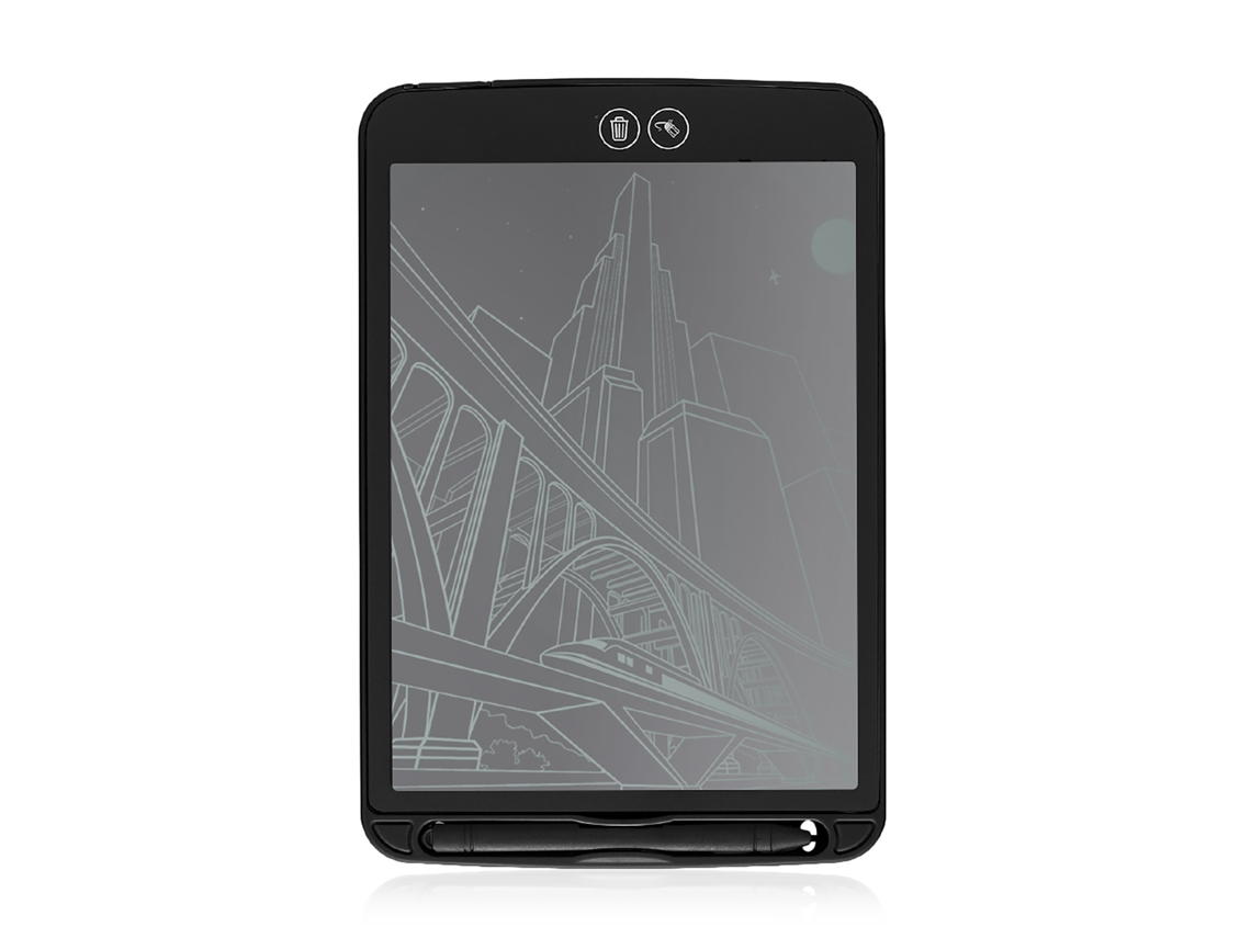 Tablet Lcd Portátil De Desenho E Escrita De 10 Polegadas Com Apagamento Seletivo E Bloqueio De Apagamento 16x0,6x24 Cm. Cor Preta Dam