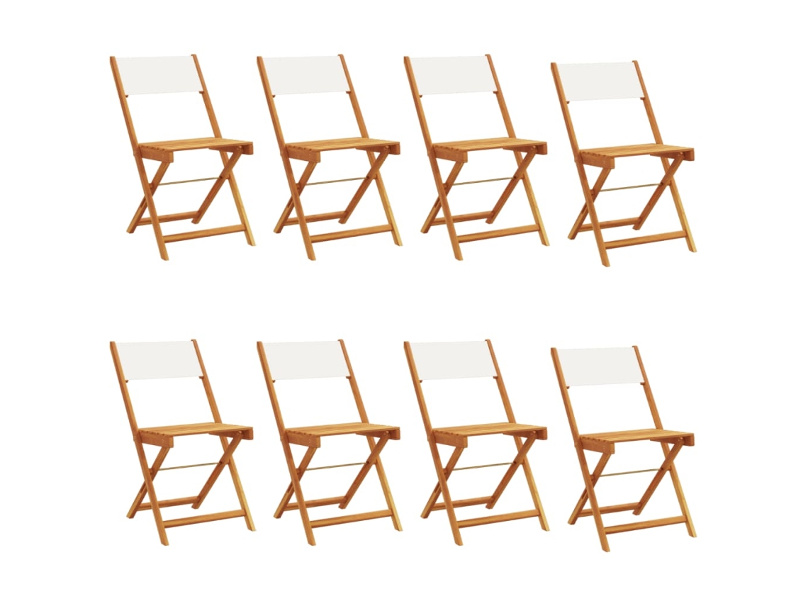 Maison Exclusive - Cadeiras De Jardim Dobráveis 8 Pcs Tecido/madeira Branco Nata