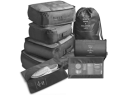 Conjunto de 8 Cubos Organizadores Multifuncionais para Viagem, Organizador de Bagagem, Bolsa de Compressão Impermeável para Viagem BRILVIBERA