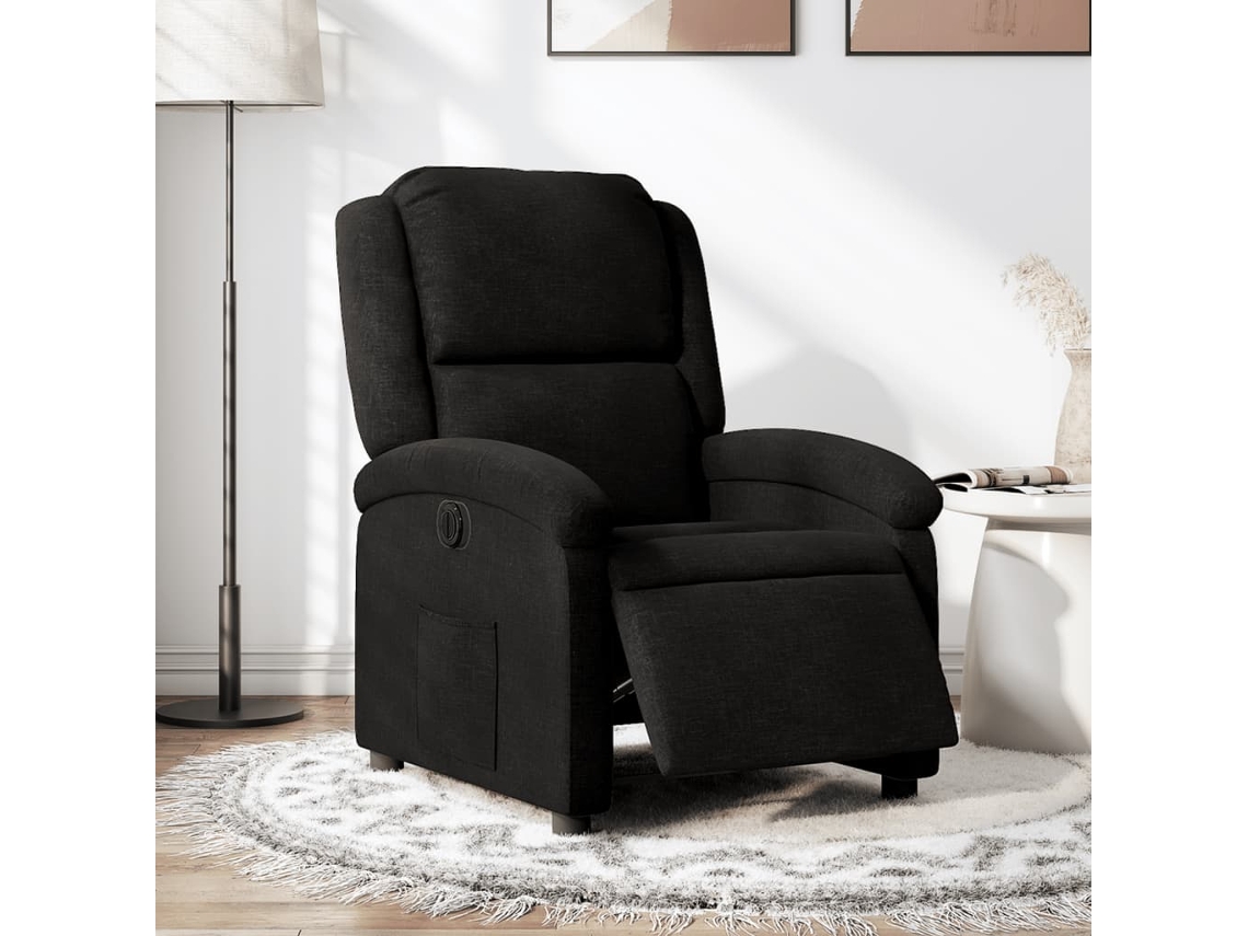 Vidaxl Poltrona Elétrica Reclinável Tecido Preto