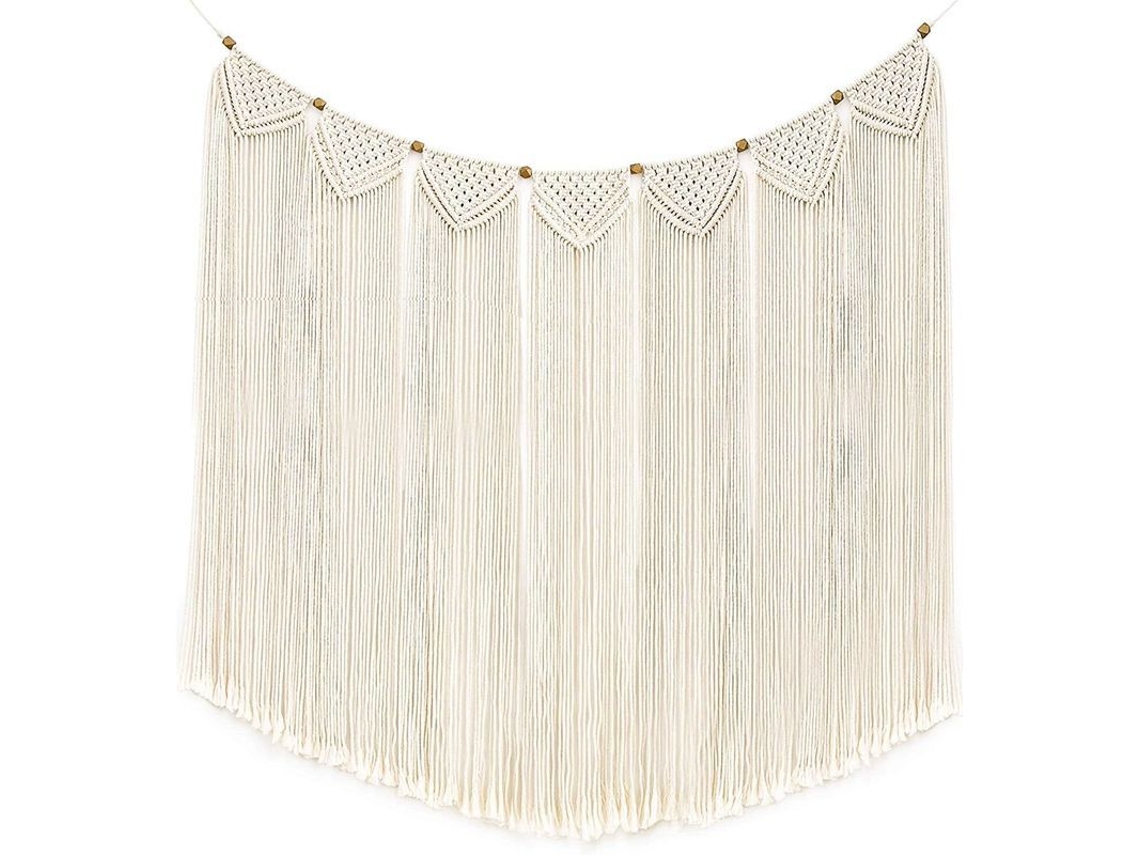 Guirnalda De Parede Tecida Em Macramé Com Faixa E Franja Decoração Boêmia Para Casa