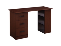 Mesa de computador reversível com 3 gavetas e 3 prateleiras abertas 120x49x72 cm nogueira S/MARCA