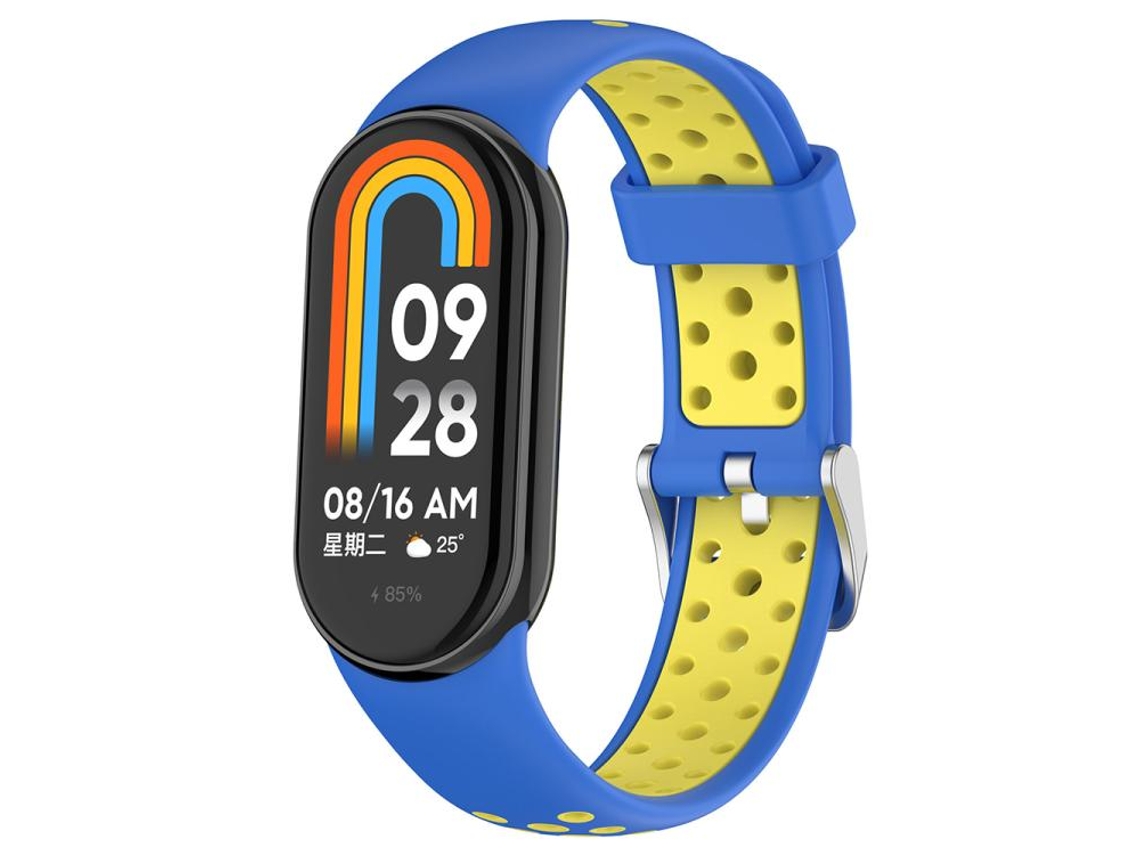 Bracelete para Xiaomi Smart Band 10/9/8 Silicone Bicolor Plugue de Metal Azul e Amarelo XIAOMOYU