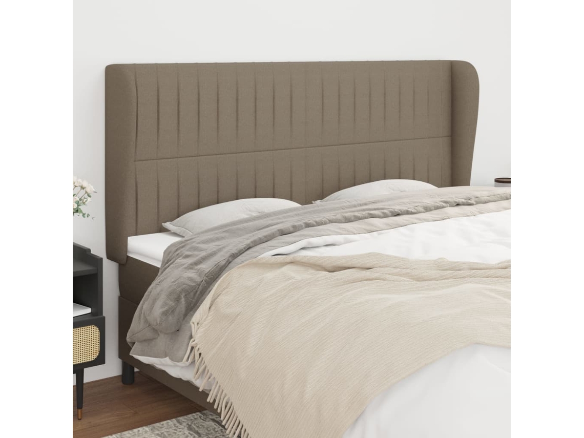 Cabeceira Camapainel De Cabeceira Abas Tecido 203x23x118/128 Cm Cinza Acastanhado Lovely Home