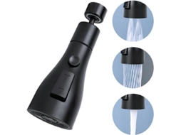 Boquilla de grifo giratoria 360°, FM22/M24, negro, 3 modos, aerador de repuesto | S/MARCA