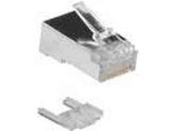 Conector modular blindado RJ45 Cat6 para cabos redondos com condutores sólidos ou fixos. Adequado para ato sólido (8p/8c)