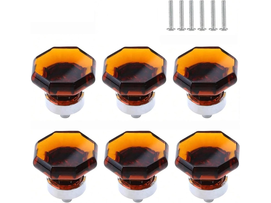 Conjunto De 6 Puxadores Decorativos Cristal Para Armários E Cômodas