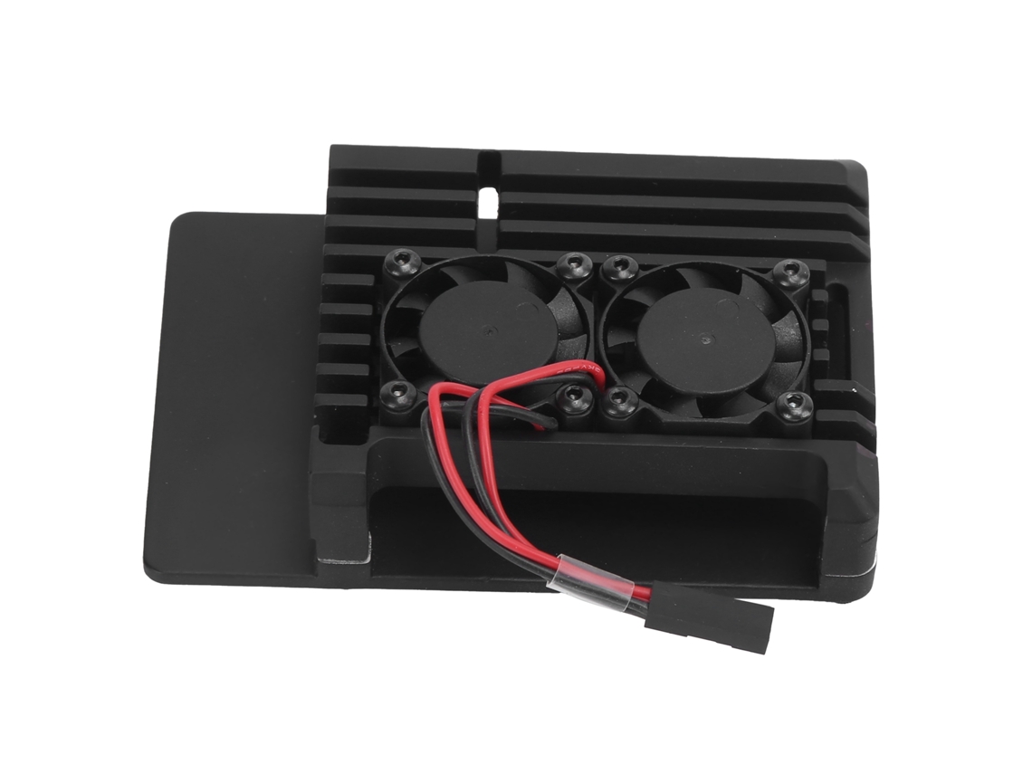 Capa De Alumínio Com 2 Coolers Para Raspberry Pi 4b